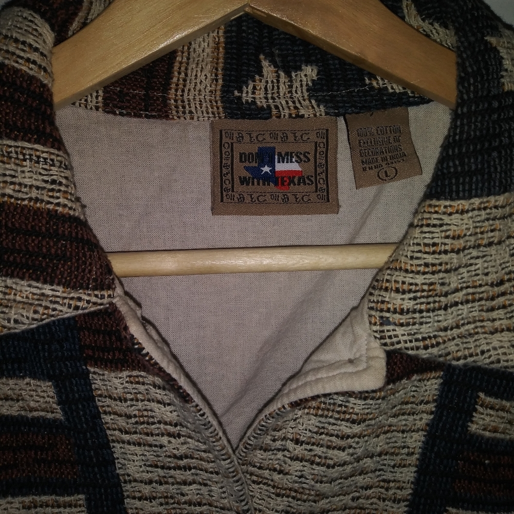 American Flag Jaquard Metal Button Up Jacket Don't mess with texas Large Trump - Picture 4 of 4